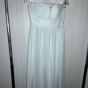 Bari Jay mint green chiffon strapless dress Sz 8 pleated bodice boning